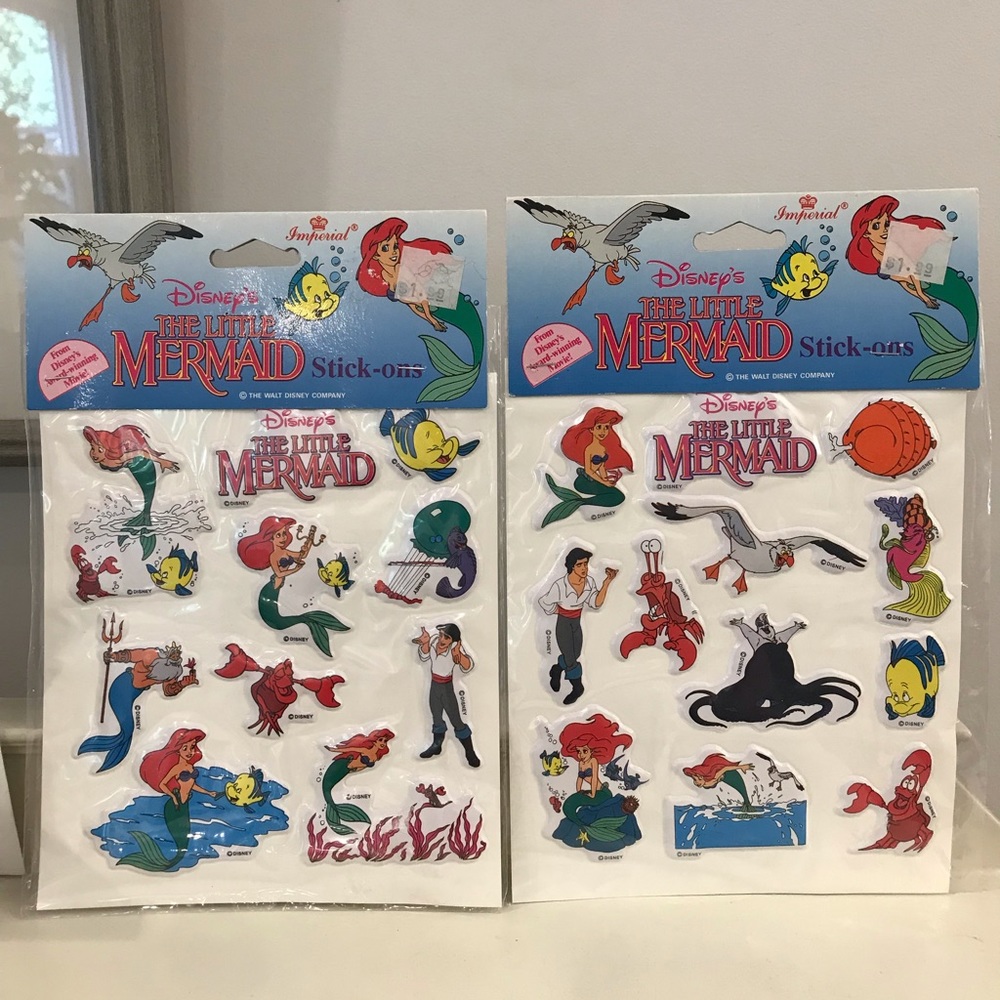 1991 Disney’s The Little Mermaid 3D puffy stickers vintage collectible